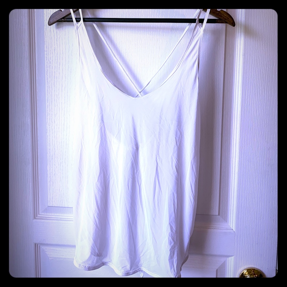 Lululemon White Tank EUC open back
